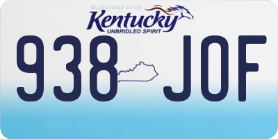 KY license plate 938JOF