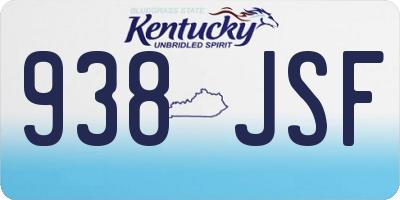 KY license plate 938JSF