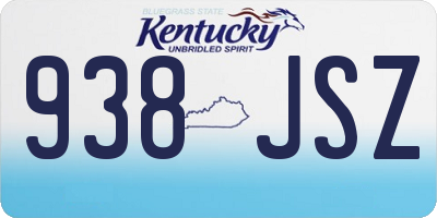 KY license plate 938JSZ