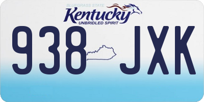 KY license plate 938JXK