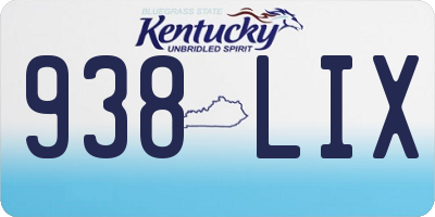 KY license plate 938LIX