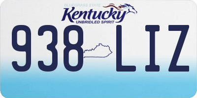 KY license plate 938LIZ