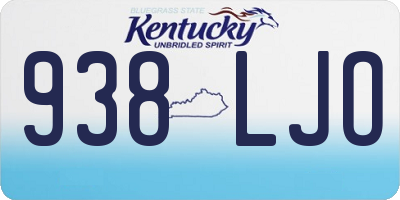 KY license plate 938LJO