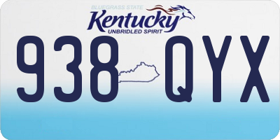 KY license plate 938QYX