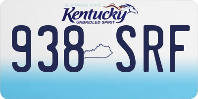 KY license plate 938SRF