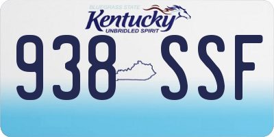 KY license plate 938SSF