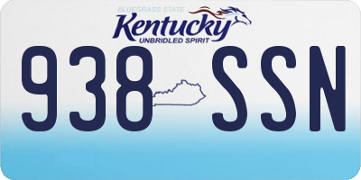 KY license plate 938SSN