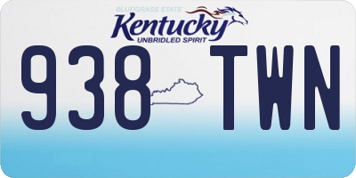 KY license plate 938TWN