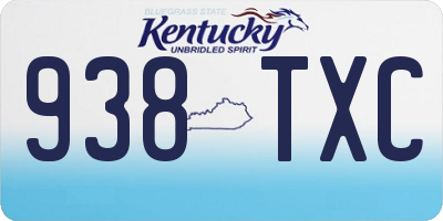 KY license plate 938TXC