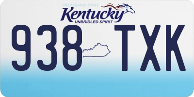 KY license plate 938TXK