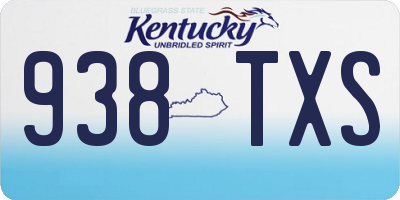 KY license plate 938TXS