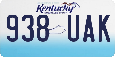 KY license plate 938UAK
