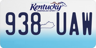 KY license plate 938UAW