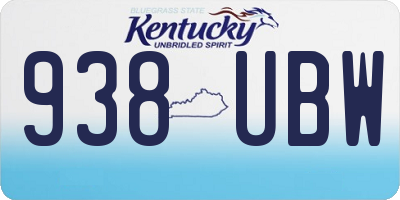KY license plate 938UBW