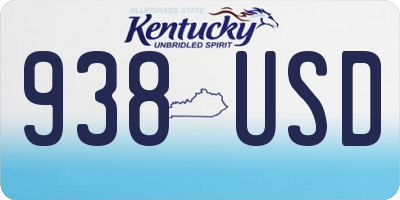 KY license plate 938USD