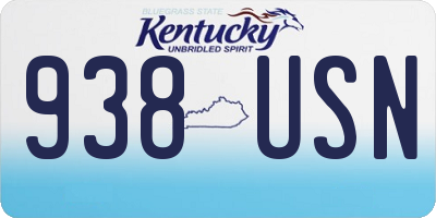 KY license plate 938USN
