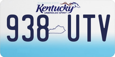KY license plate 938UTV