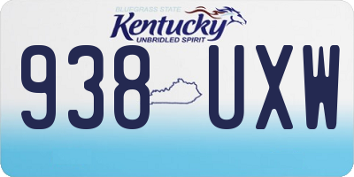 KY license plate 938UXW