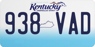 KY license plate 938VAD