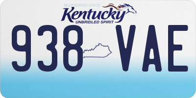 KY license plate 938VAE