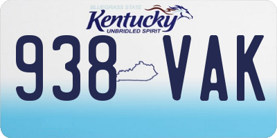 KY license plate 938VAK