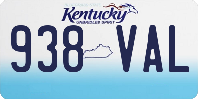 KY license plate 938VAL