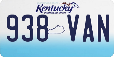 KY license plate 938VAN