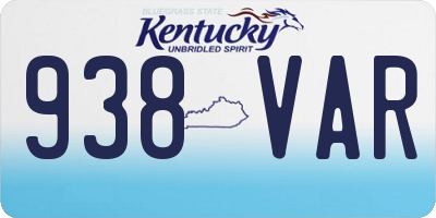 KY license plate 938VAR