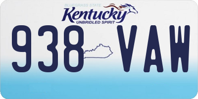 KY license plate 938VAW