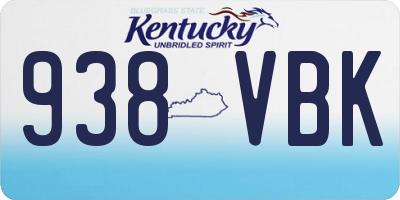 KY license plate 938VBK
