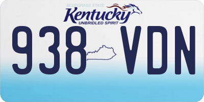 KY license plate 938VDN