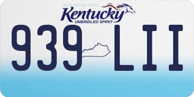 KY license plate 939LII