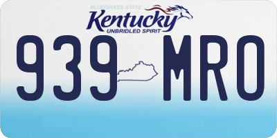 KY license plate 939MRO