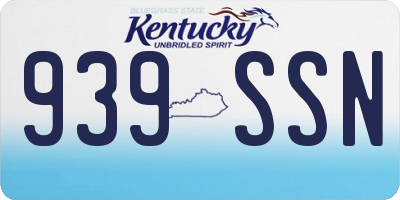 KY license plate 939SSN
