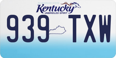KY license plate 939TXW