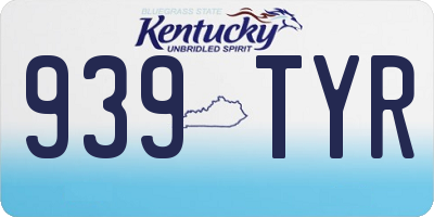 KY license plate 939TYR