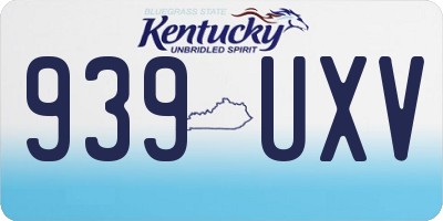 KY license plate 939UXV