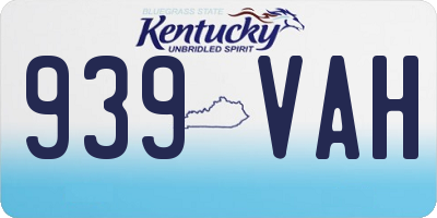 KY license plate 939VAH