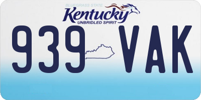 KY license plate 939VAK