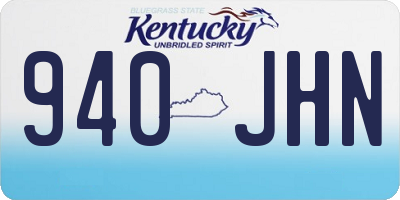 KY license plate 940JHN