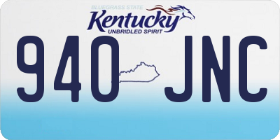 KY license plate 940JNC