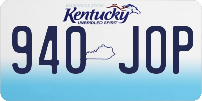 KY license plate 940JOP