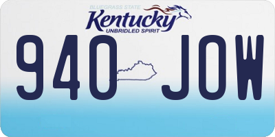 KY license plate 940JOW