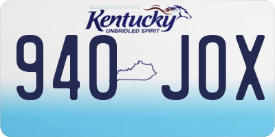 KY license plate 940JOX