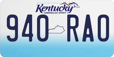 KY license plate 940RAO