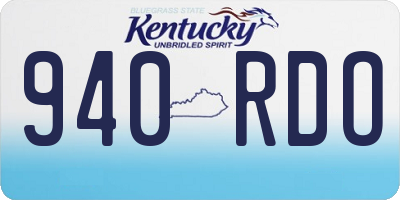 KY license plate 940RDO