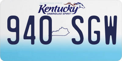 KY license plate 940SGW