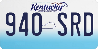 KY license plate 940SRD