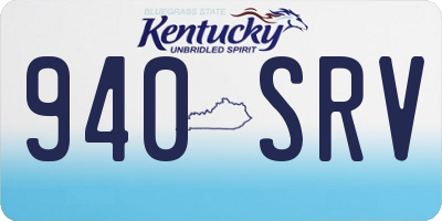 KY license plate 940SRV