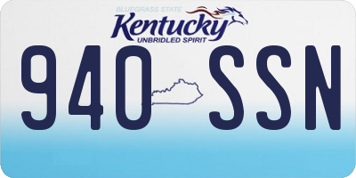 KY license plate 940SSN